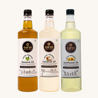 Sesame Oil ( 1L ) + Coconut Oil (1L) + Sunflower (1L)