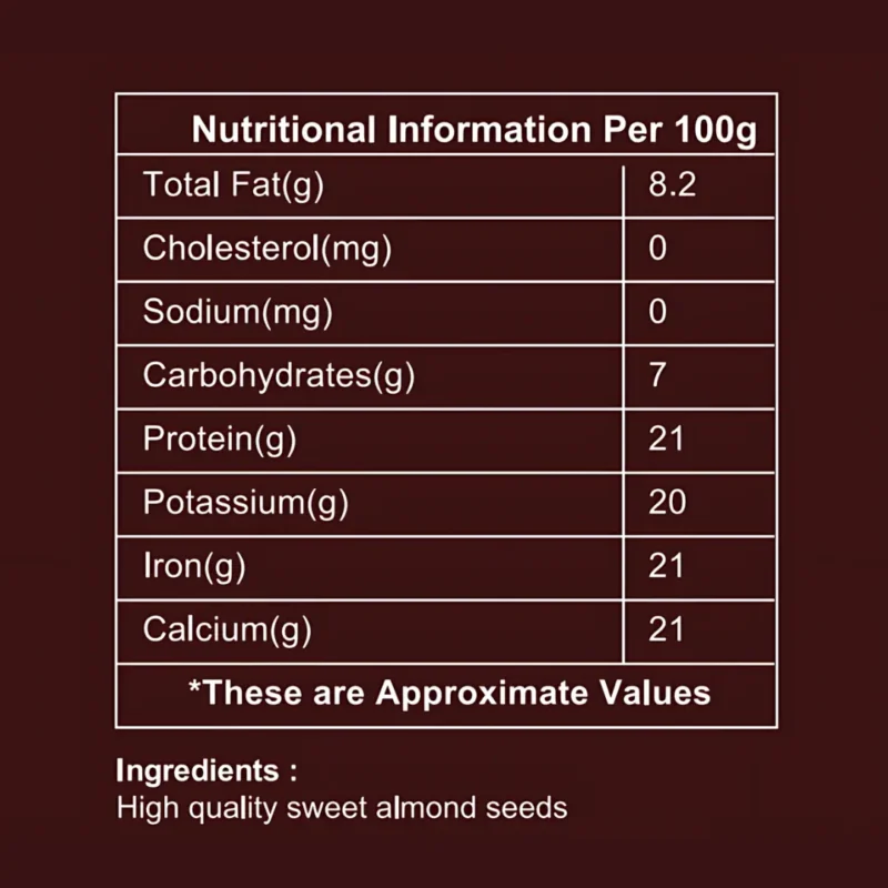 sweetalmond nutritional facts 750ml